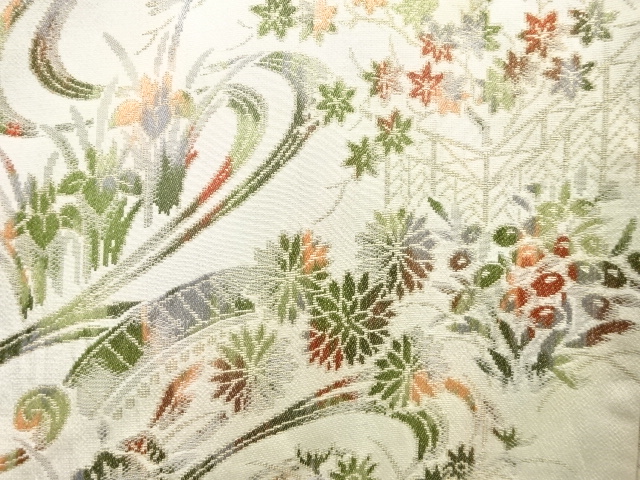  大正ロマン　草花模様織り出し着物